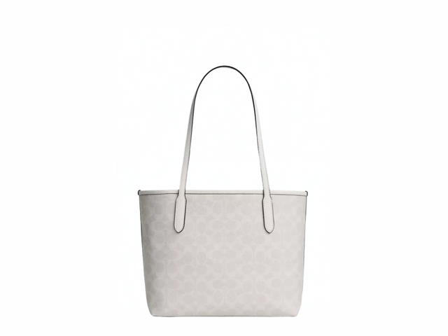 Coach Coach Medium City Tote Bag In Signature Canvas White Chalk - view 2
