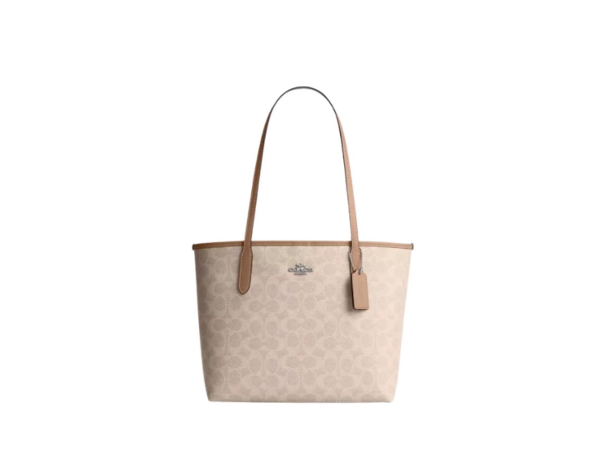 Coach Coach Medium City Tote Bag In Signature Canvas Sand Taupe