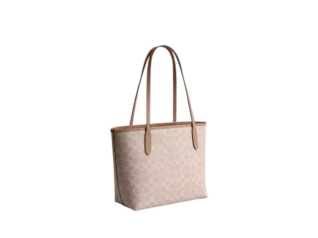 Coach Coach Medium City Tote Bag In Signature Canvas Sand Taupe - view 2