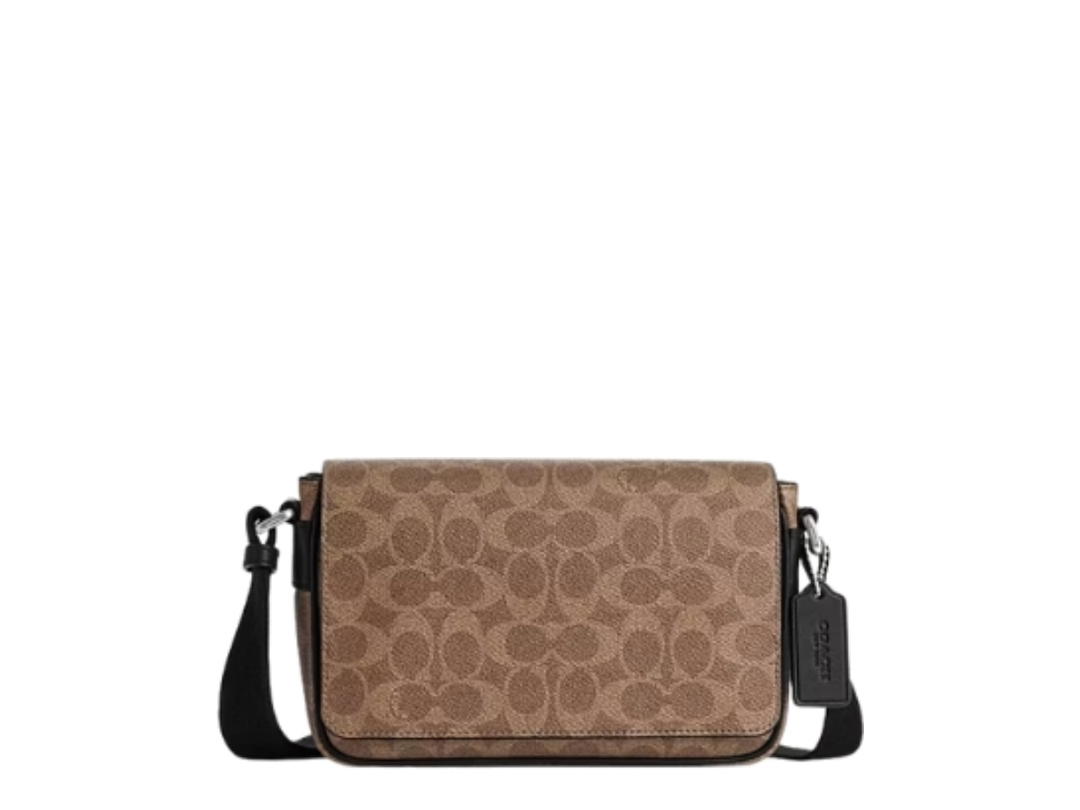 Coach Coach Jack Small Flap Crossbody Bag Signature Canvas Brown