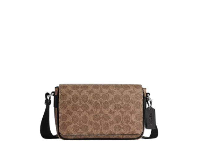 Coach Coach Jack Small Flap Crossbody Bag Signature Canvas Brown - view 1