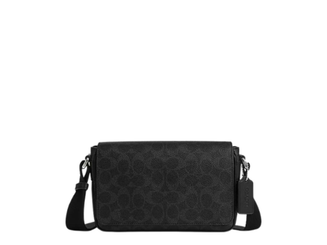 Coach Coach Jack Small Flap Crossbody Bag Signature Canvas Black