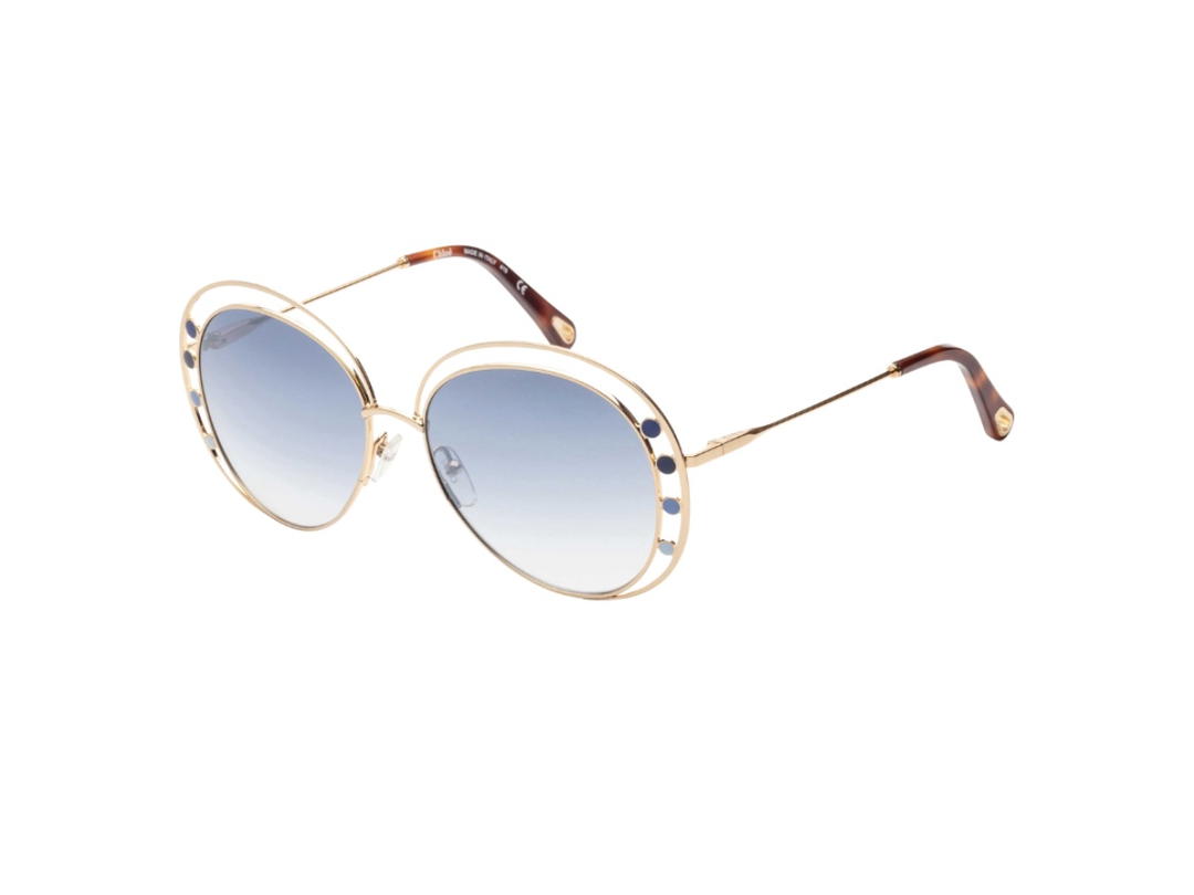 Chloé Chloé Aviator Sunglasses Gold Blue Lens