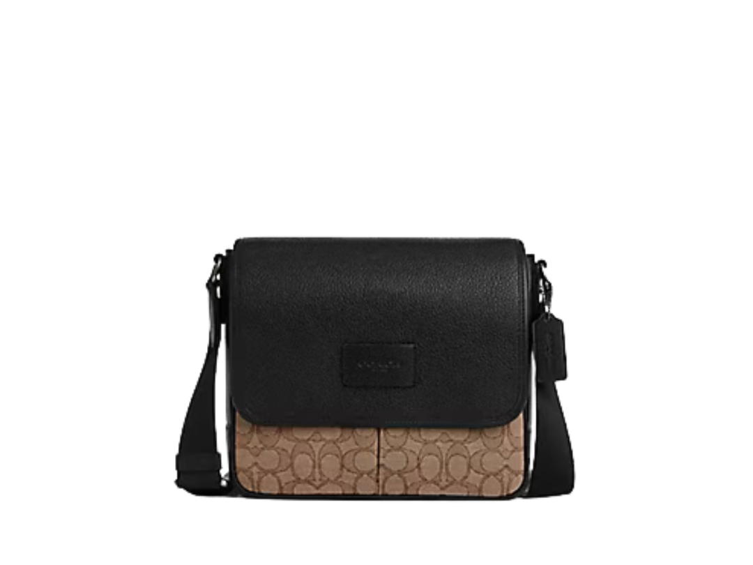 Coach Coach Sprint Map Bag 25 In Signature Jacquard Tan Black
