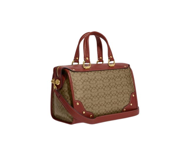 Coach Coach Millie Satchel In Colorblock Signature Canvas Gold Khaki Terracotta - view 2