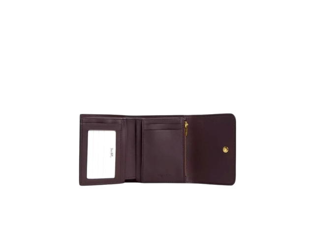 Coach Coach Small Trifold Wallet In Blocked Signature Canvas Brown Dark Pine - view 2