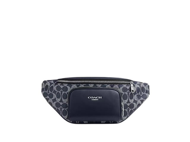 Coach Coach Racer Small Belt Bag In Signature Canvas Denim Chalk - view 1