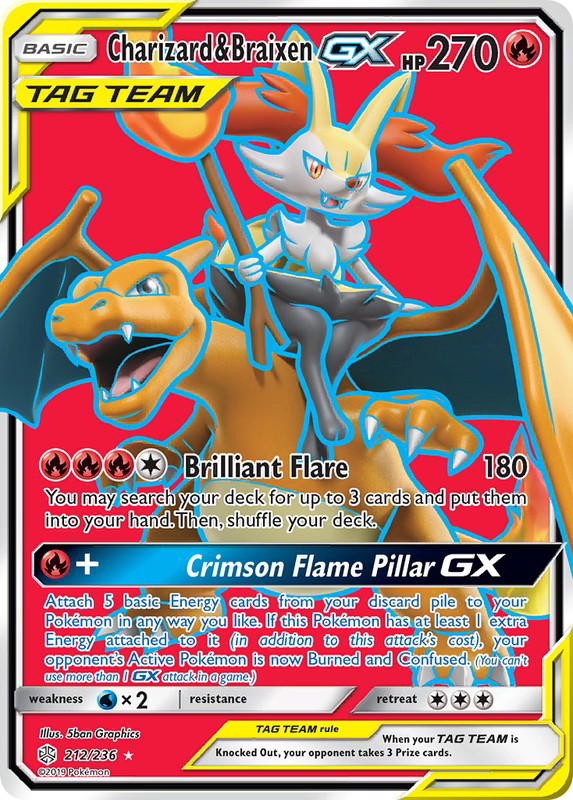Pokemon Pokemon Charizard & Braixen-GX RU [CEC 212/236] Sun & Moon "Cosmic Eclipse" (EN)