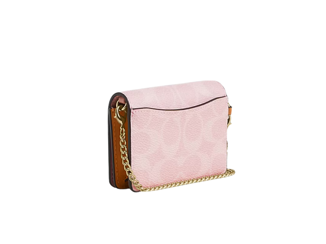 Coach Coach Mini Wallet On a Chain In Signature Canvas Powder Pink - view 2