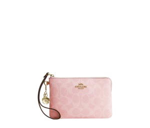 Buy Coach Corner Zip Wristlet In Signature Canvas With Charms Pink at Sasom – Authentic and Ready to Ship