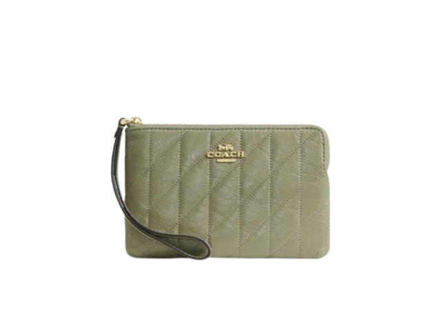 Coach Coach Corner Zip Wristlet With Quilting Pistachio - view 1