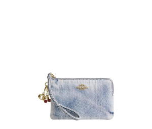 Buy Coach Corner Zip Wristlet In Loved Denim With Charms Light Indigo at Sasom – Authentic and Ready to Ship