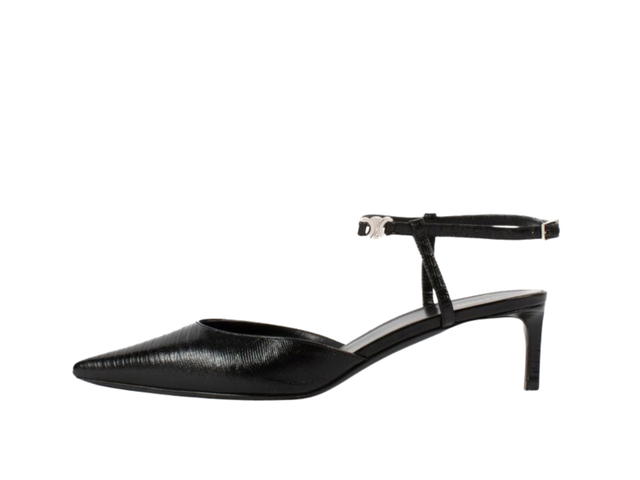 Celine Celine Lizard-Embossed Slingbacks Black - view 2