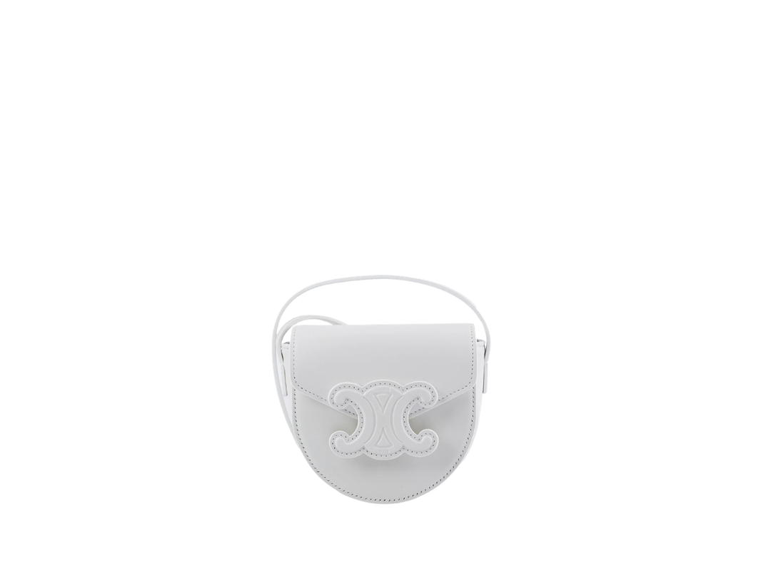 Celine Celine Cuir Mini Triomphe Crossbody Bag White