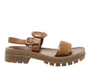 Buy Celine Leather and Suede Clea Triomphe Platform Sandals  Brown  (Women’s) at Sasom – Authentic and Ready to Ship