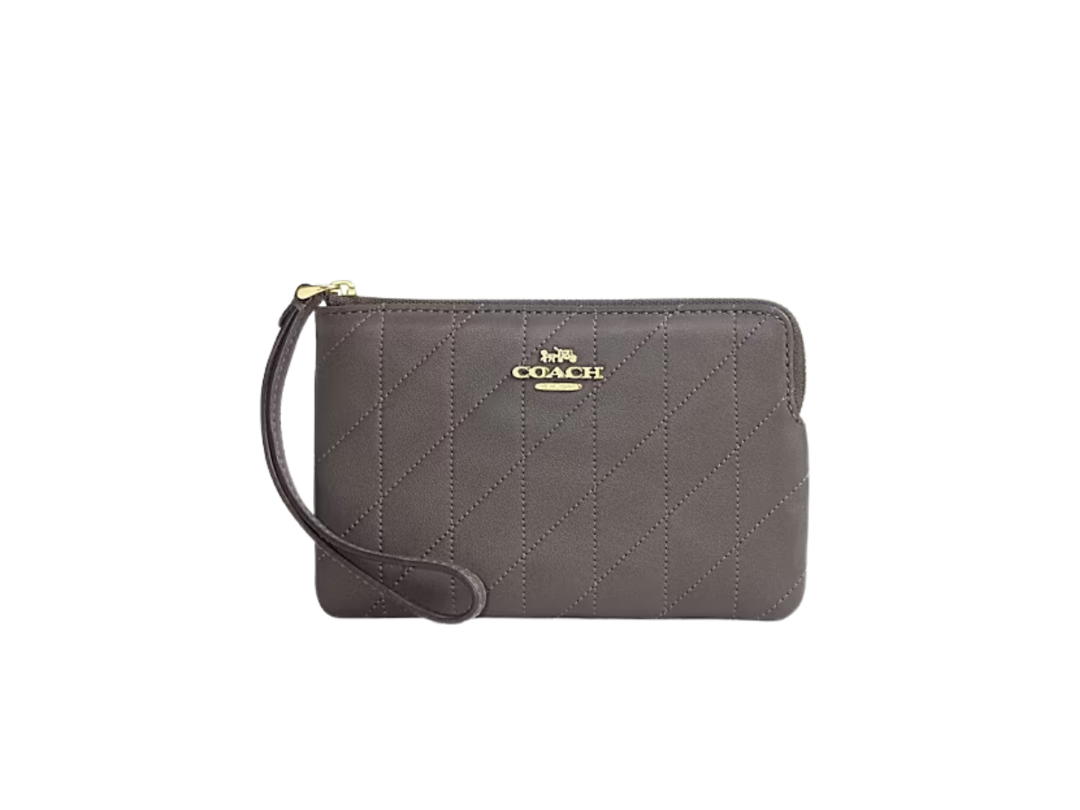Coach Coach Corner Zip Wristlet With Quilting Slate
