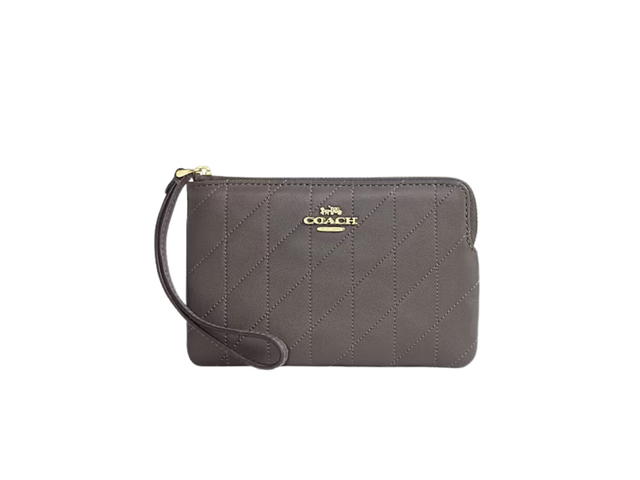 Coach Coach Corner Zip Wristlet With Quilting Slate - view 1