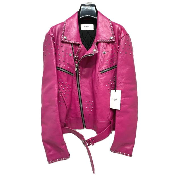 Celine CELINE 29AJC756Q Edith Slimane Custom Order Studs Baker Double Rider Jacket pink - view 2