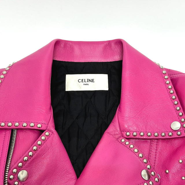 Celine CELINE 29AJC756Q Edith Slimane Custom Order Studs Baker Double Rider Jacket pink - view 4