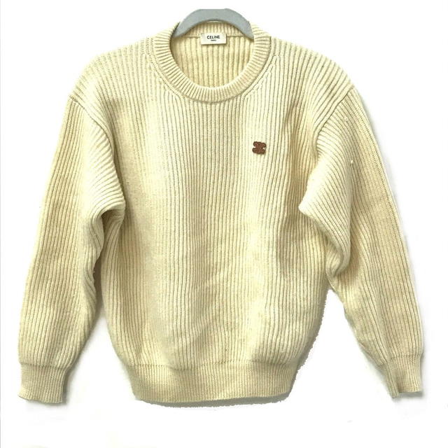 Celine CELINE 2A68E355K Triomphe sweater Long sleeve knit sweater wool BeigeIvoryBased - view 1