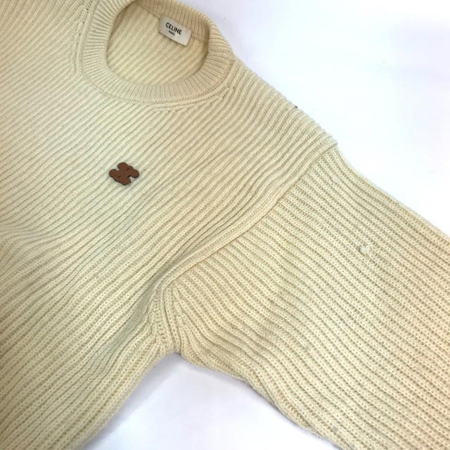 Celine CELINE 2A68E355K Triomphe sweater Long sleeve knit sweater wool BeigeIvoryBased - view 3