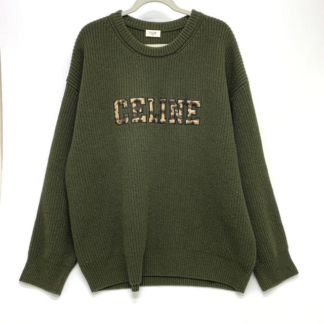 Celine CELINE 2AB97 logo Leopard rib netting sweater wool khaki - view 1