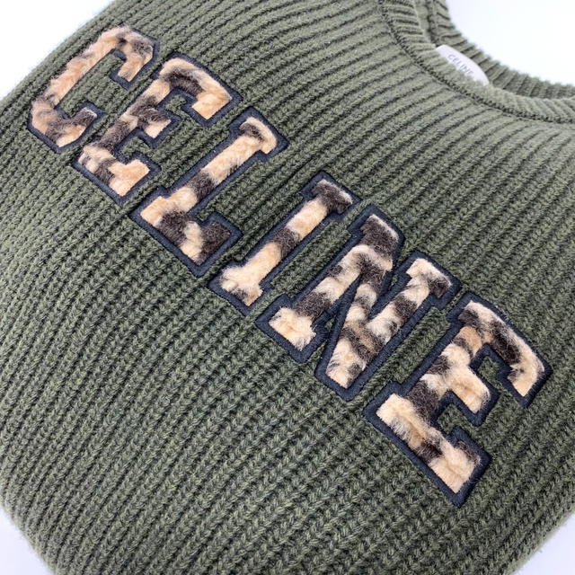 Celine CELINE 2AB97 logo Leopard rib netting sweater wool khaki - view 3