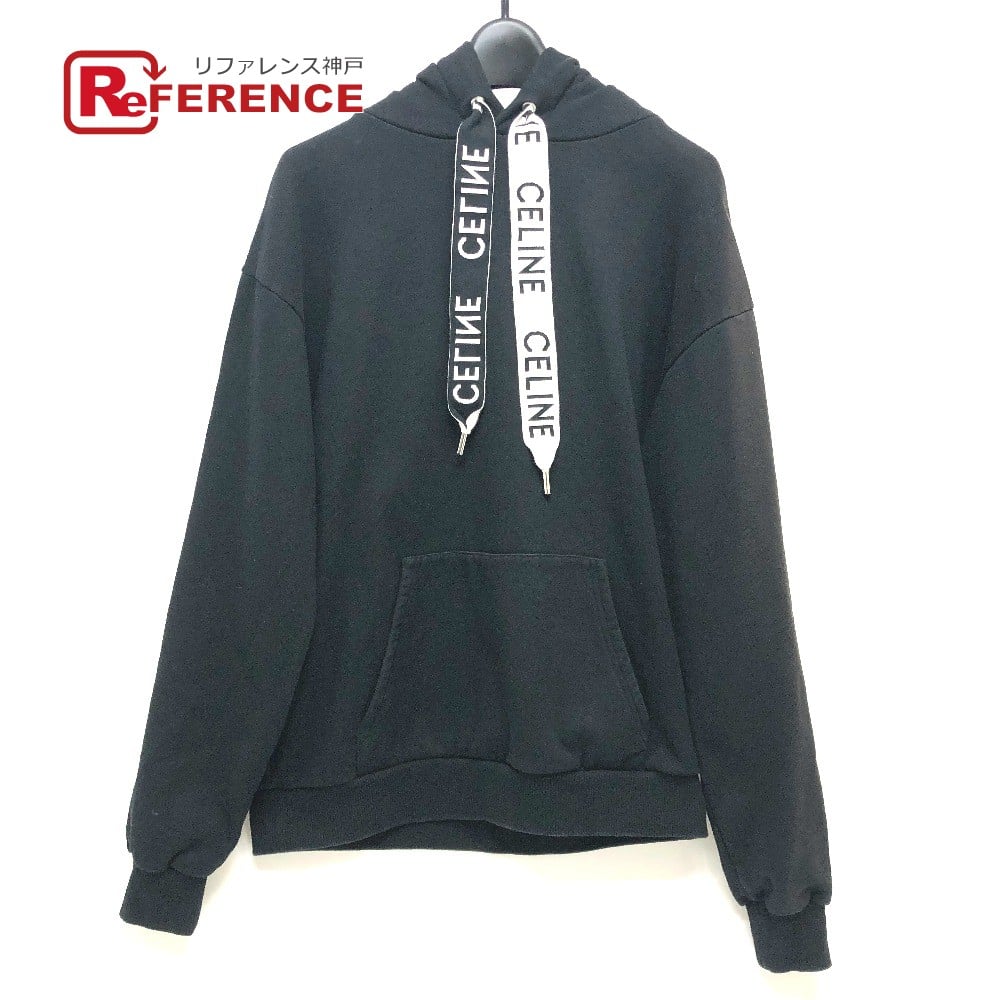 Celine CELINE 2Y468670Q logo laces hood sweat Parka cotton Black