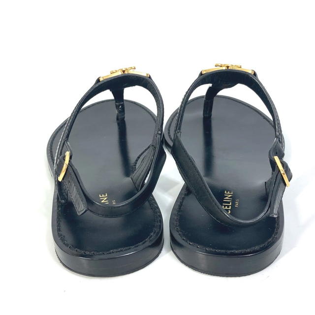 Celine CELINE 33310 Triomphe Tong sandals flat shoes flat shoes Sandals Black/Gold - view 4