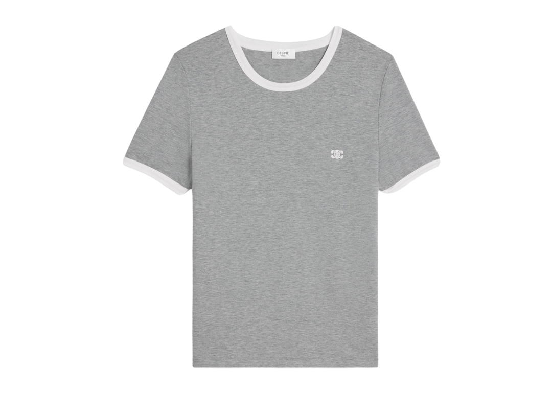Celine Celine 70’S Triomphe T-Shirt In Cotton Jersey Grey Off White