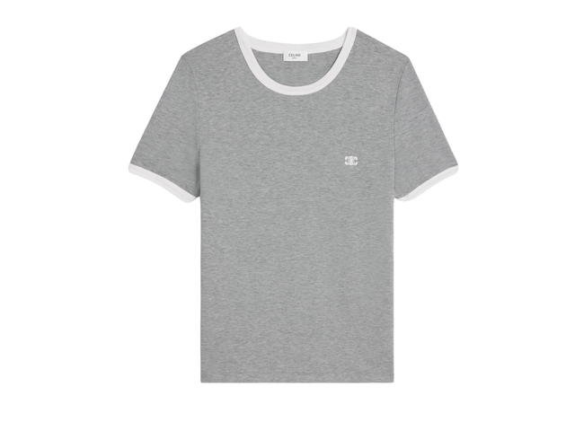 Celine Celine 70’S Triomphe T-Shirt In Cotton Jersey Grey Off White - view 1