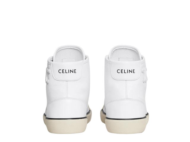 Celine Celine AS-02 Mid Low Lace-Up Celine Alan Sneakers In Triomphe Patch Calfskin Optic White - view 3