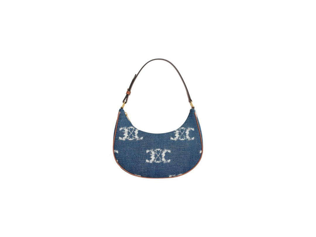 Celine Celine Ava Bag In Denim With Triomphe Navy Tan