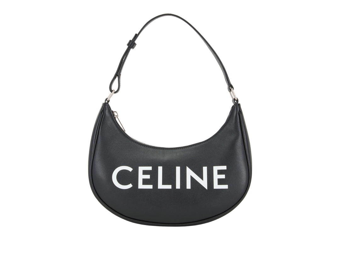 Celine Celine Ava Bag In Smooth Calfskin With Silver Finishing And Celine Print Black