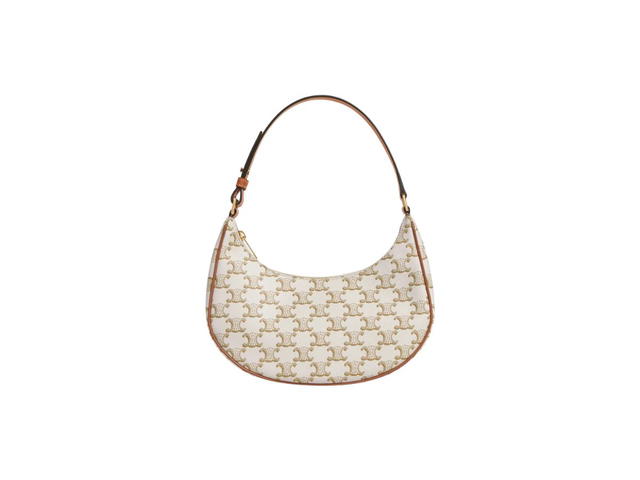 Celine Celine Ava Bag In Triomphe Canvas And Calfskin With Gold Finishing White - view 1