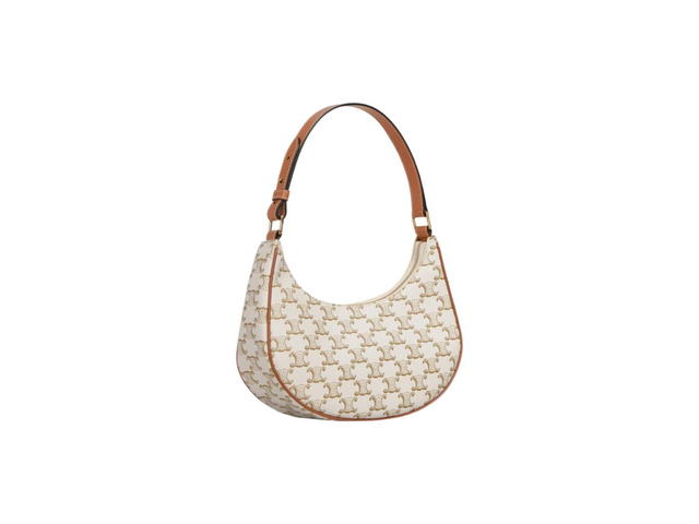 Celine Celine Ava Bag In Triomphe Canvas And Calfskin With Gold Finishing White - view 2
