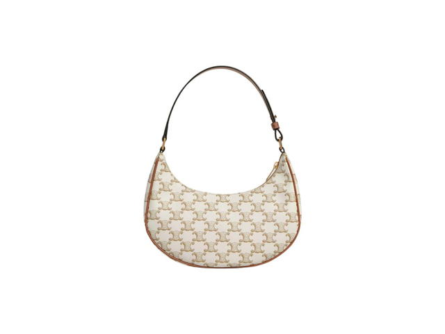 Celine Celine Ava Bag In Triomphe Canvas And Calfskin With Gold Finishing White - view 3