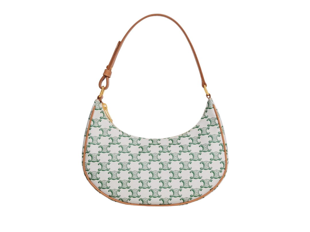 Celine Celine Ava Bag In Triomphe Canvas And Calfskin With Gold Finishing Green