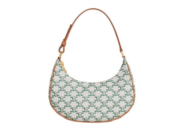 Celine Celine Ava Bag In Triomphe Canvas And Calfskin With Gold Finishing Green - view 1