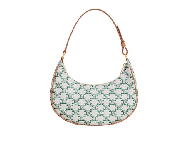Celine Celine Ava Bag In Triomphe Canvas And Calfskin With Gold Finishing Green - view 2