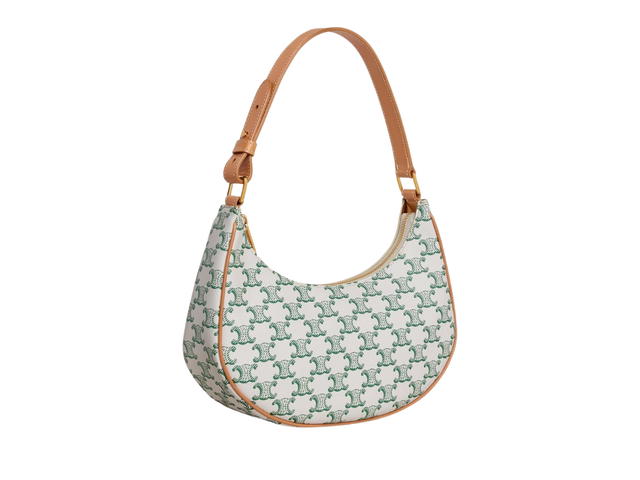 Celine Celine Ava Bag In Triomphe Canvas And Calfskin With Gold Finishing Green - view 3
