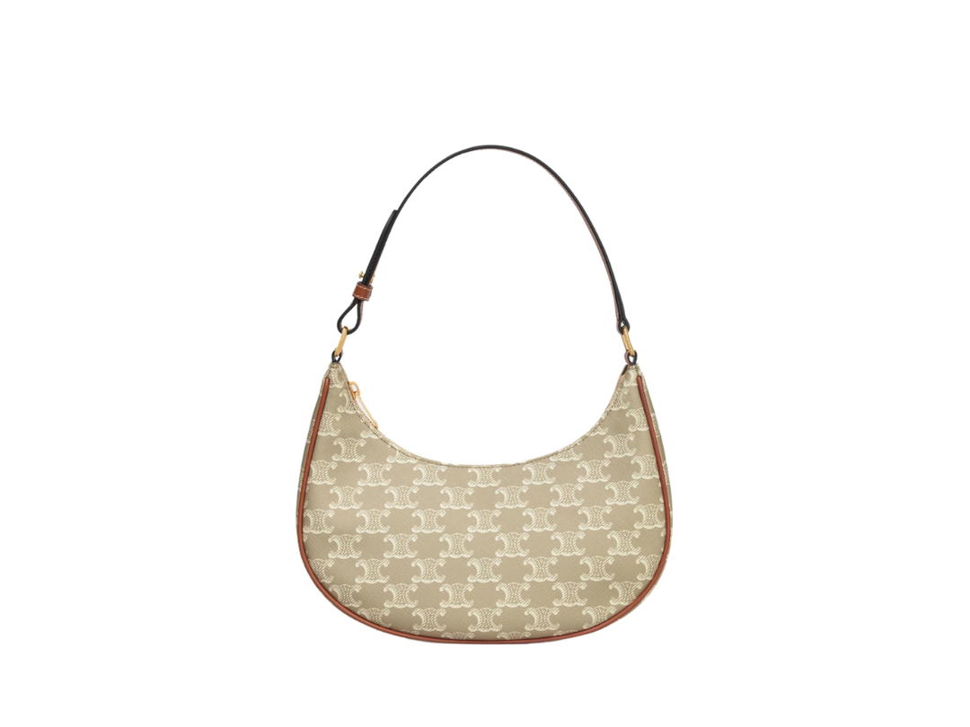 Celine Celine Ava Bag In Triomphe Canvas And Calfskin With Gold Finishing Grege