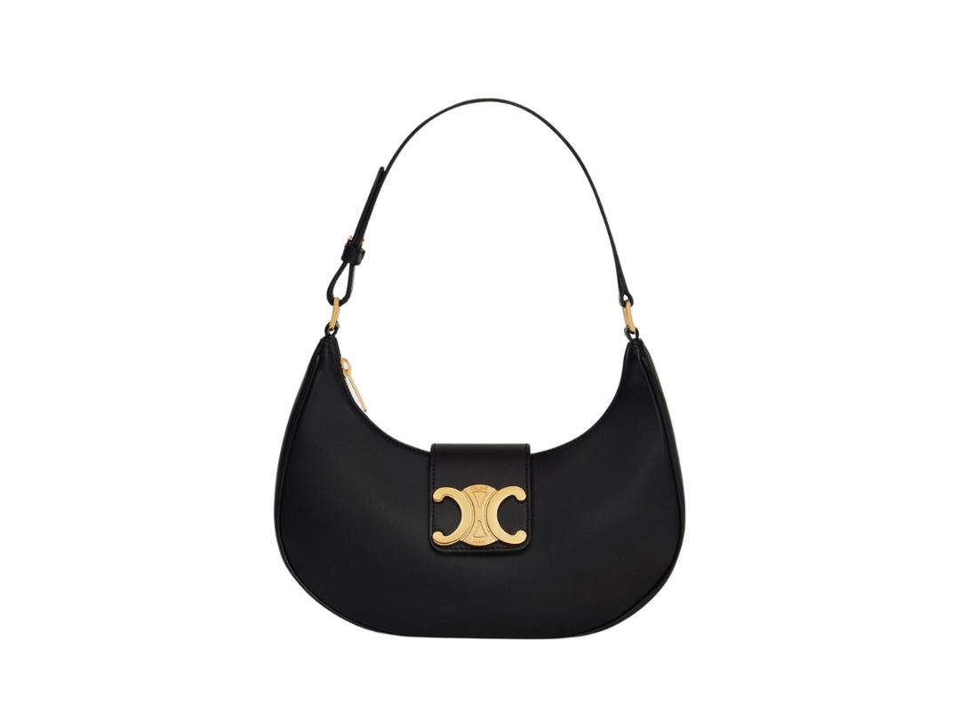 Celine Celine Ava Triomphe Bag In Smooth Calfskin With Gold Finishing Black