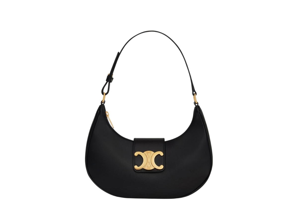 Celine Celine Ava Triomphe Bag In Smooth Calfskin With Gold Finishing Black