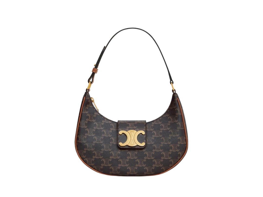 Celine Celine Ava Triomphe Bag In Triomphe Canvas And Calfskin With Gold Finishing Tan