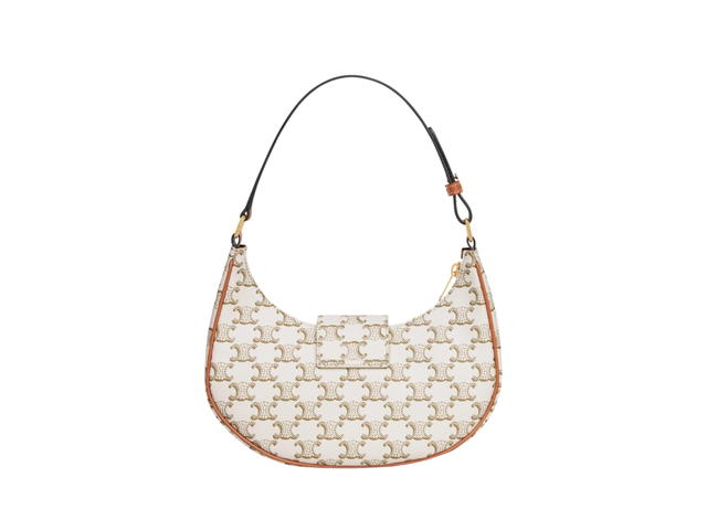 Celine Celine Ava Triomphe Soft Bag In Triomphe Canvas And Calfskin With Gold Finishing White - view 2