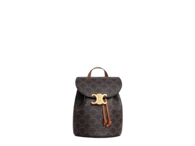 Celine Celine Backpack Celine Bonnie In Triomphe Canvas And Calfskin Leather With Gold hardware Tan - view 1