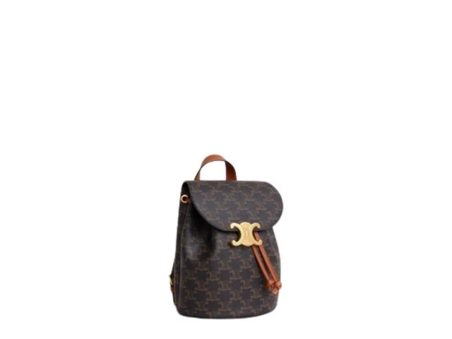 Celine Celine Backpack Celine Bonnie In Triomphe Canvas And Calfskin Leather With Gold hardware Tan - view 2