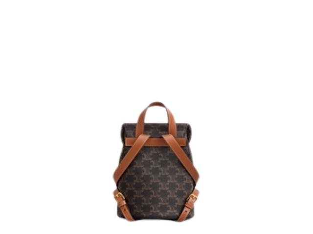 Celine Celine Backpack Celine Bonnie In Triomphe Canvas And Calfskin Leather With Gold hardware Tan - view 3