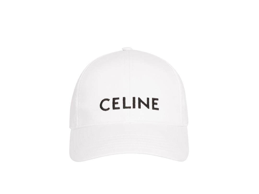 Celine Celine Baseball Cap In Cotton With Celine Embroidery In Cotton Gabardine White